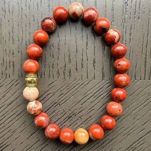 Red jasper with accent bracelet 8mm SIZE 6.5-7’